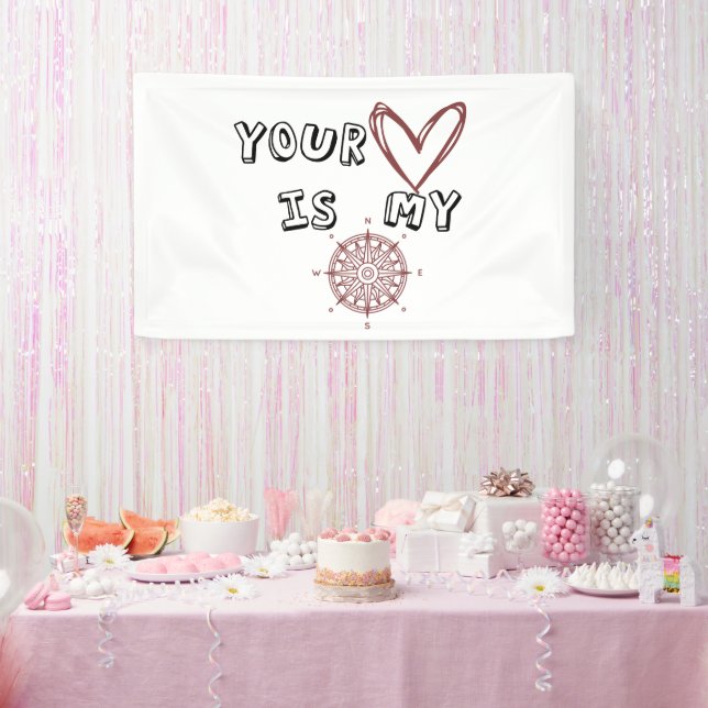 Romantic Compass Love Quote Gift  Banner (Party)