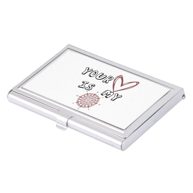 Romantic Compass Love Quote Gift  Business Card Case (Front)