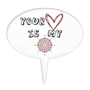 Romantic Compass Love Quote Gift Cake Topper