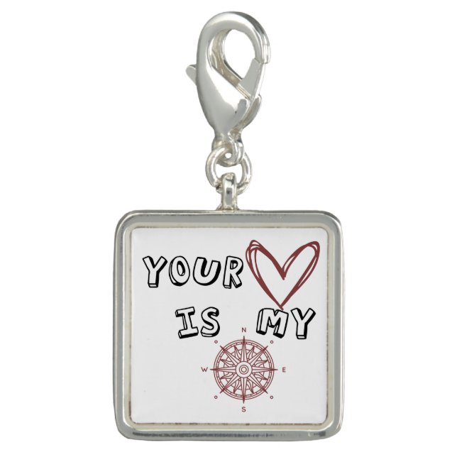 Romantic Compass Love Quote Gift  Charm (Front)
