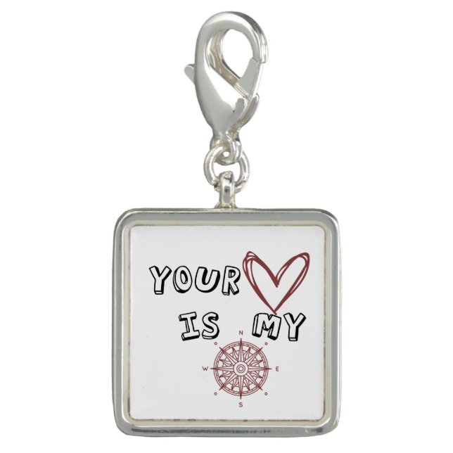 Romantic Compass Love Quote Gift  Charm (Front)
