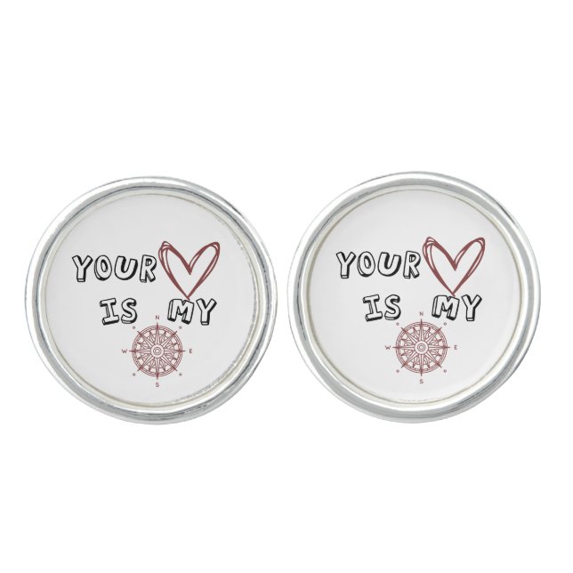 Romantic Compass Love Quote Gift  Cufflinks (Front)