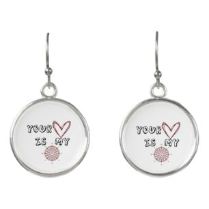Romantic Compass Love Quote Gift Earrings
