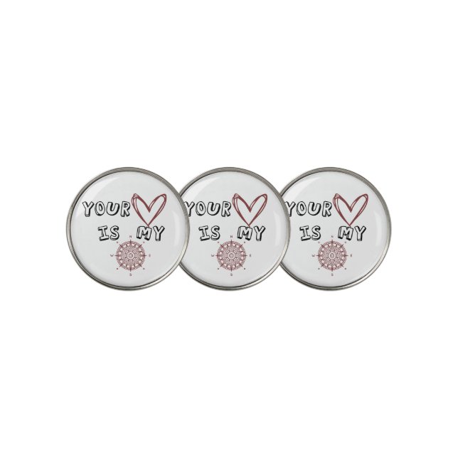 Romantic Compass Love Quote Gift  Golf Ball Marker (3 Up)