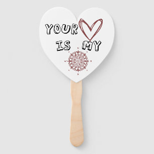 Romantic Compass Love Quote Gift  Hand Fan