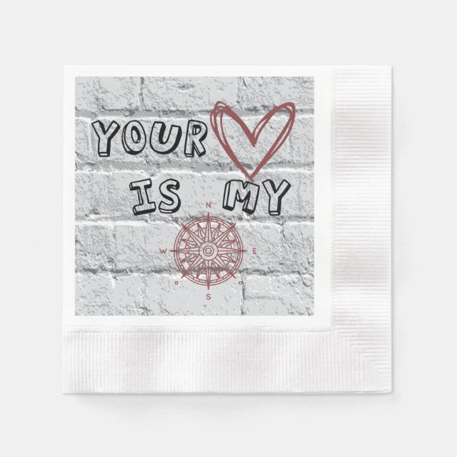 Romantic Compass Love Quote Gift  Napkins (Front)