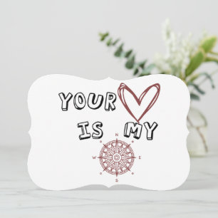 Romantic Compass Love Quote Gift  Note Card