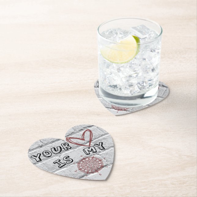 Romantic Compass Love Quote Gift  Paper Coaster (Insitu)