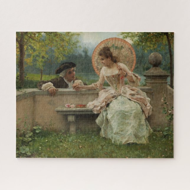 Romantic Conversation in the Park Jigsaw Puzzle (Horizontal)