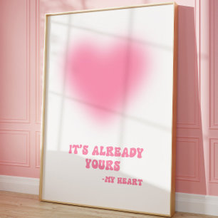 Romantic Coquette Pink Heart Aesthetic Print