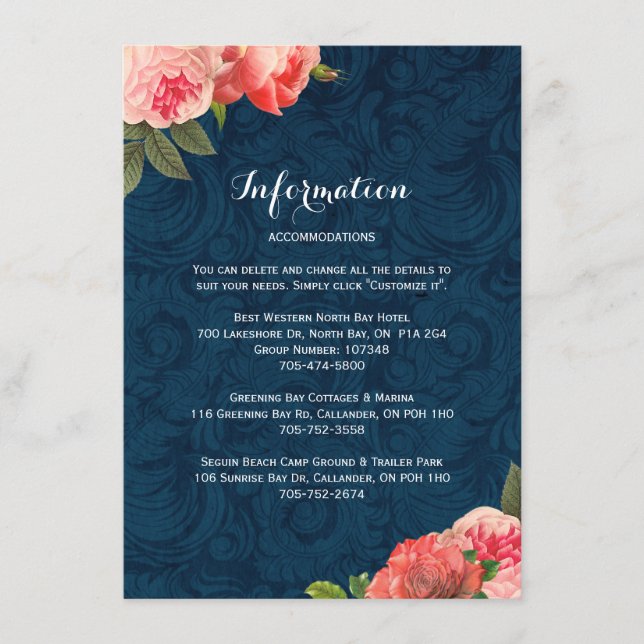 Romantic Coral Peonie Detail Cards (Front)