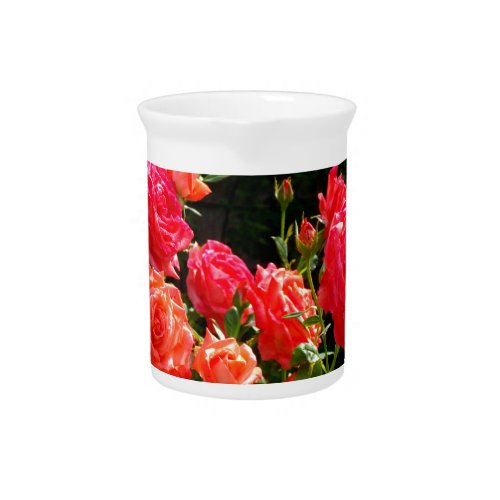 Romantic Coral Roses Beverage Pitcher