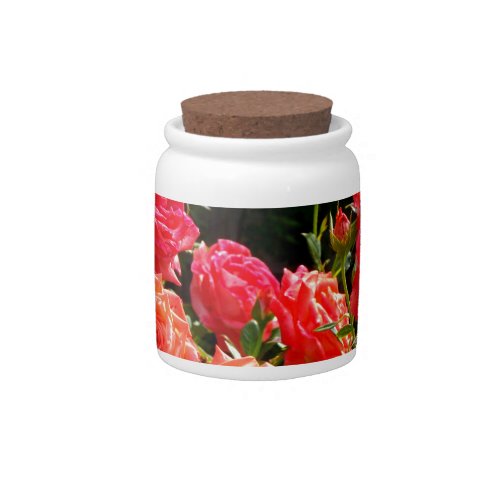 Romantic Coral roses Candy Jar