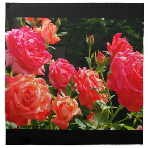 Romantic Coral Roses Cloth Napkin