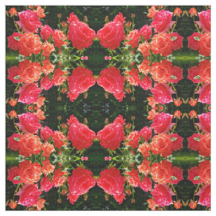 Romantic Coral Roses Fabric