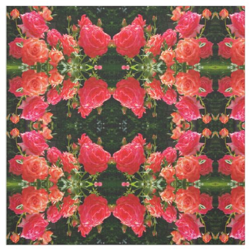 Romantic Coral Roses Fabric