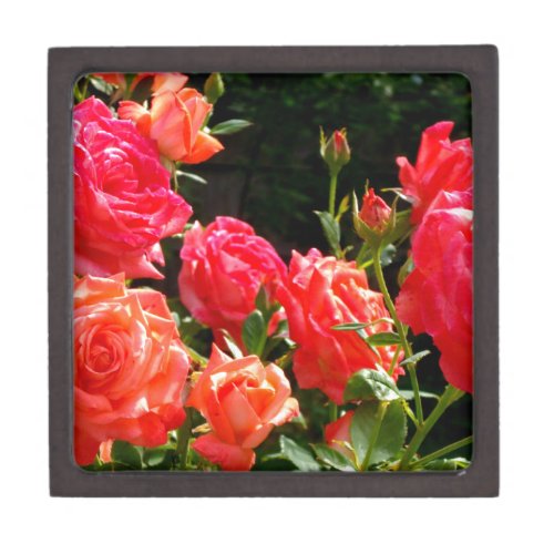 Romantic Coral Roses Jewelry Box