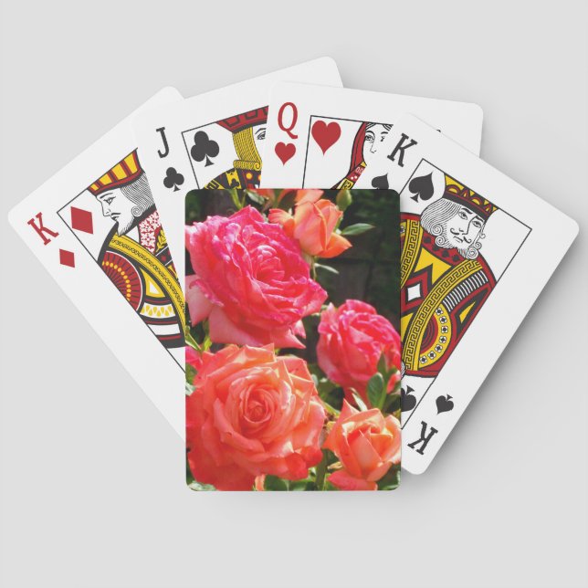 Romantic Coral roses Poker Cards (Back)