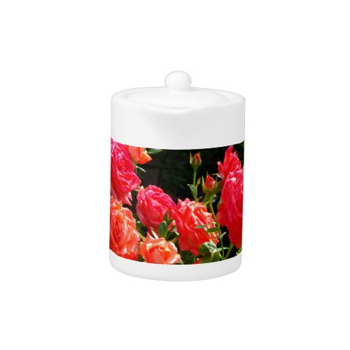 Romantic Coral Roses Teapot