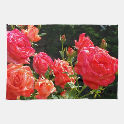 Romantic Coral Roses Towel