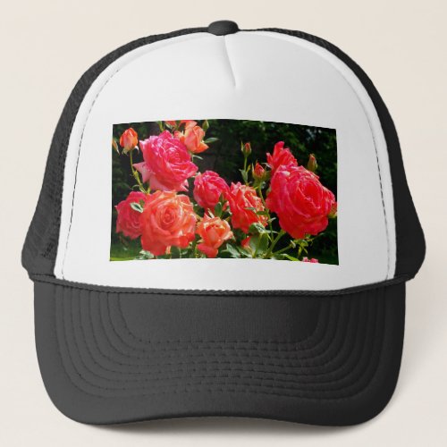 Romantic Coral Roses Trucker Hat