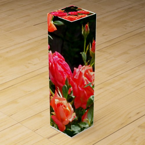 Romantic Coral Roses Wine Gift Box