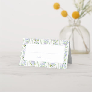 Romantic Cottage Blue Floral Frame Wedding Place Card