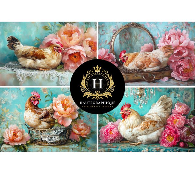 Romantic Cottage Floral Chicken Decoupage Tissue Paper (Creator Uploaded)