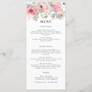 Romantic Cottage Flowers Blush Blue Sage Menu