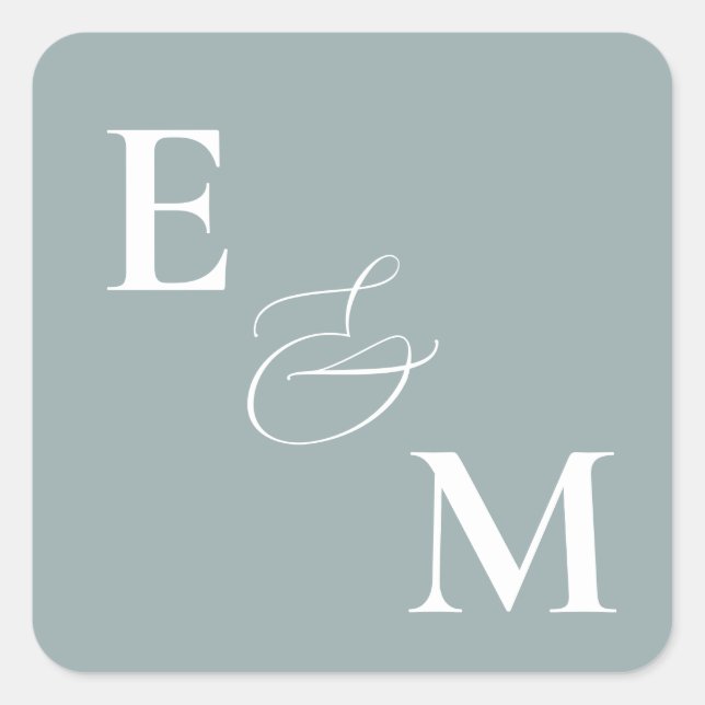 Romantic Cottage Flowers Blush Blue Sage Square Sticker (Front)