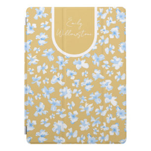 Romantic Cottagecore Blue Floral Customizable iPad Pro Cover
