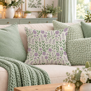 Romantic Cottagecore Lavender Sage Green Throw Pil Pillow