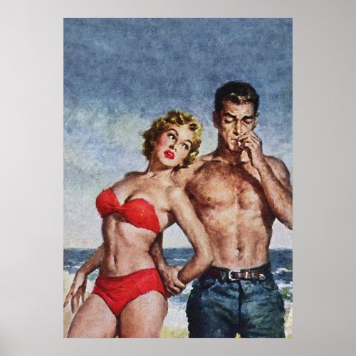 Romantic Couple At The Beach Vintage Pulp Cover