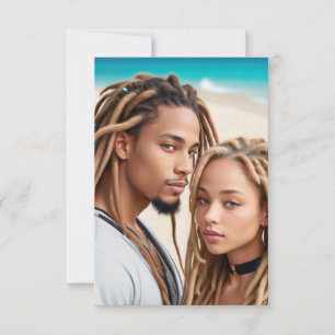Romantic Couple Beach Digital Art Poster Invitation