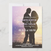Romantic Couple Beach Wedding Purple Invitation (Front)