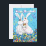 Romantic Couple Bunny Christmas Card<br><div class="desc">Romantic Couple Bunny Christmas Cards - MIGNED Painting - Customizable</div>