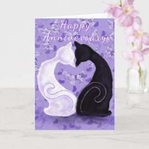 Romantic Couple Cat Anniversary Card