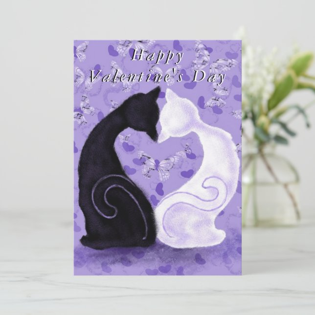 Romantic Couple Cat Valentine's Day Card (Standing Front)