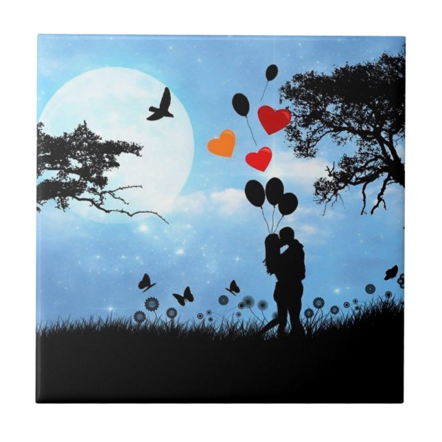 Romantic Couple Ceramic Tile Gift (Front)
