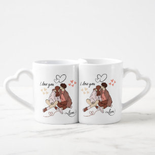 Romantic Couple Coffee Mugs - Matching His and Her