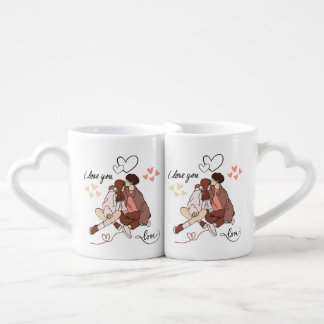 Romantic Couple Coffee Mugs - Matching His and Her