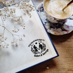 Romantic Couple Custom Ex Libris Stamp with Birds<br><div class="desc">Celebrate love and shared stories with this custom rubber ex libris stamp featuring the phrase “This book belongs to…” above a romantic couple holding hands, framed by flying birds, a small heart in the sky, and elegant laurel leaves below. Personalized with your names, this stamp is perfect for marking books...</div>