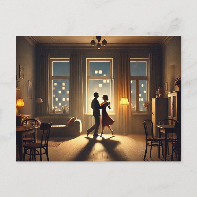 Romantic Couple Dancing at home Postcard (Front)