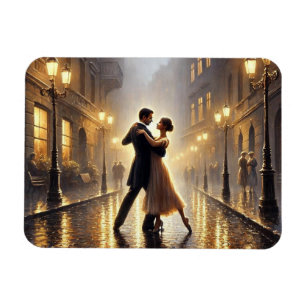 Romantic Couple dancing in the rain Magnet