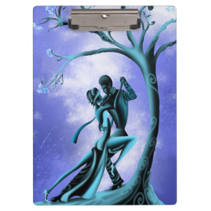 Romantic Couple Dancing the Tango blue Clipboard