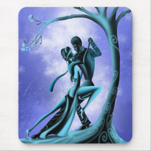 Romantic Couple Dancing the Tango blue Mouse Pad