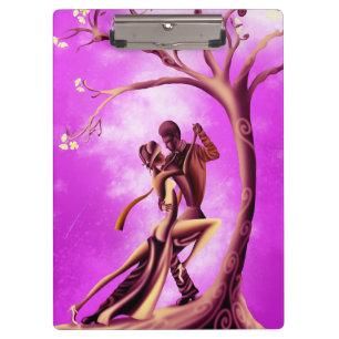 Romantic Couple Dancing the Tango pink Clipboard
