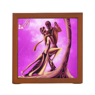 Romantic Couple Dancing the Tango pink Desk Organizer