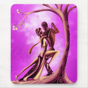 Romantic Couple Dancing the Tango pink Mouse Pad
