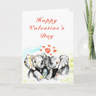 Romantic Couple Elephant Valentine's Day Card